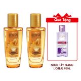 Combo 2 Dầu Dưỡng Tóc L'Oreal Tinh Dầu Hoa Tự Nhiên 30mlx2 Tặng Nước Tẩy Trang L'Oreal Căng Mịn Da Revitalift Hyaluronic Acid Hydrating Micellar Water 95ml