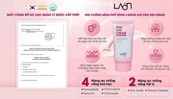 (HSD: 7/2026) Kem Chống Nắng Pink Sun Cream Laon 50g