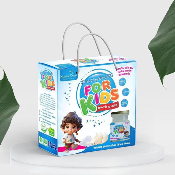 (HSD: 10/2026) Yến Tổ Chưng Đường Phèn Cho Bé For Kids Namsa Nest - Hộp 6 lọ x 70ml