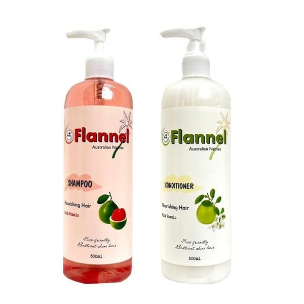 Combo Dầu Gội Và Dầu Xả Flannel Chiết Xuất Bưởi Hồng Ngăn Rụng Tóc, Giảm Gãy Rụng Giúp Tóc Chắc Khoẻ Bóng Mượt 500mlx2