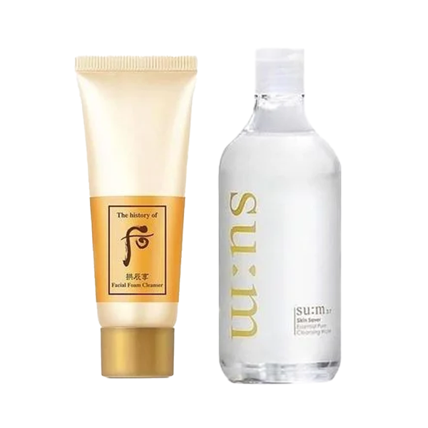 Combo Sữa Rửa Mặt Dịu Nhẹ The History Of Whoo Gongjinhyang Facial Cleansing Foam 40ml Và Nước Tẩy Trang Su:m37 Skin Saver Essential Pure Cleansing Water 100ml
