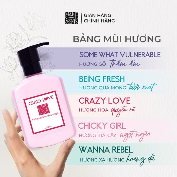 (HSD: 11/2026) Sữa Tắm Nước Hoa Niche Make Scents Hương Hoa Quyến Rũ - Crazy Love 250Gr