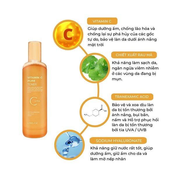 Nước Hoa Hồng Làm Sáng Da Lebelage Vitamin C Pure Toner 120ml