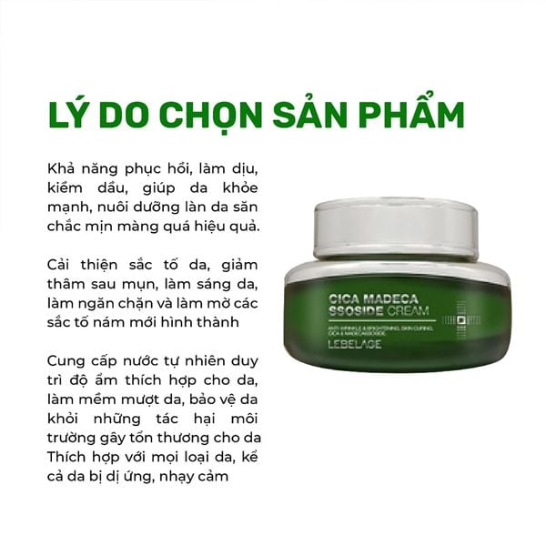 Kem Dưỡng Cải Thiện Nếp Nhăn Lebelage Cica Madecassoside Cream 55ml