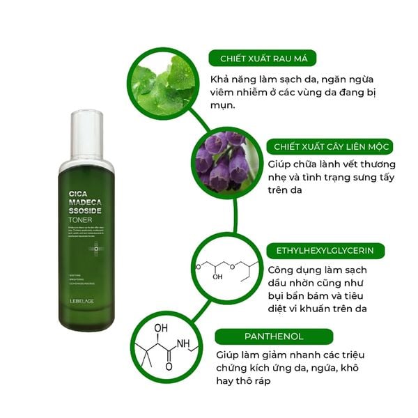 Toner Chiết Xuất Rau Má Lebelage Cica Madecassoside Toner 120ml