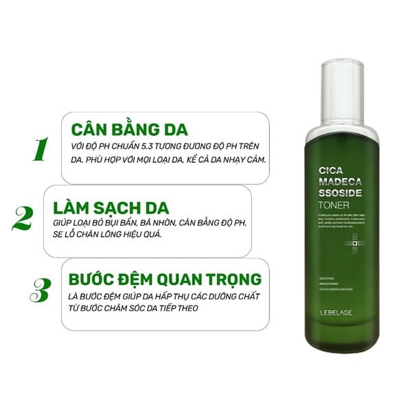 Toner Chiết Xuất Rau Má Lebelage Cica Madecassoside Toner 120ml