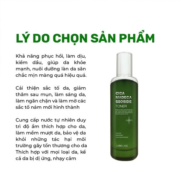 Toner Chiết Xuất Rau Má Lebelage Cica Madecassoside Toner 120ml