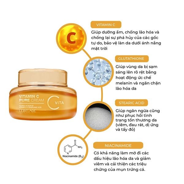 Kem Dưỡng Làm Trắng Da Lebelage Vitamin C Pure Cream 55ml