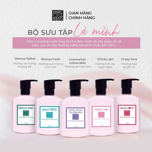 (HSD: 11/2026) Sữa Tắm Nước Hoa Niche Make Scents Hương Xạ Hương Hoang Dã - Wanna Rebel 250Gr