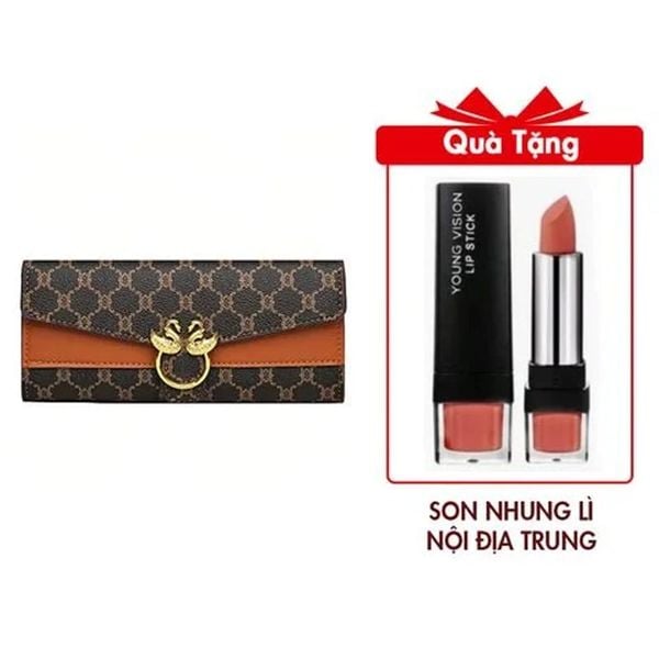 Ví Thời Trang Màu Nâu Mẫu BW227 Tặng 1 Thỏi Son Nhung Lì Nội Địa Trung