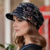 Nón Thời Trang Black.White mẫu BWN080 Màu hoa đen