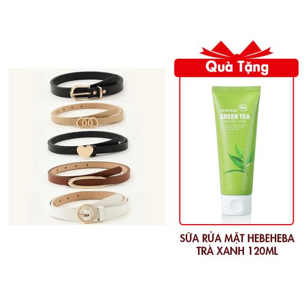 Combo 5 Thắt Lưng Nữ Thời Trang Mẫu BWTL077 Tặng Sữa Rửa Mặt Chiết Xuất Trà Xanh Hebeheba 120ml