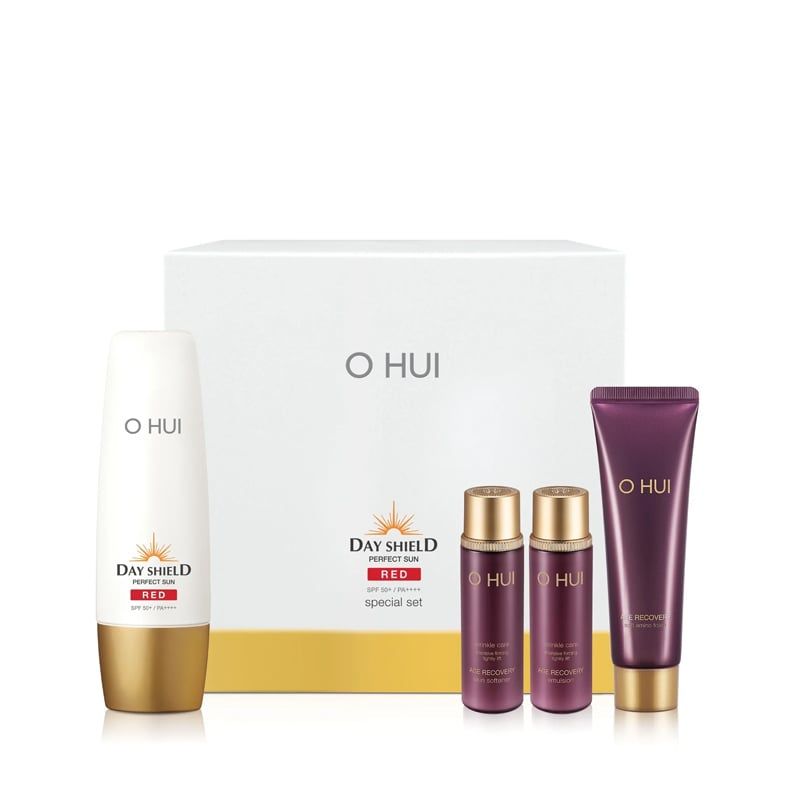 Full Size Bộ Kem Chống Nắng Ohui Day Shield Perfect Sun Red SPF50+/PA++++ Special Set 4 Sản phẩm
