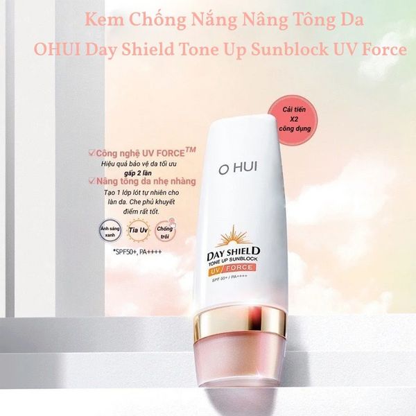 Full Size Kem Chống Nắng Ohui Day Shield Perfect Sun Tone Up Sunblock Uv Force Spf50+ Pa++++ 50Ml