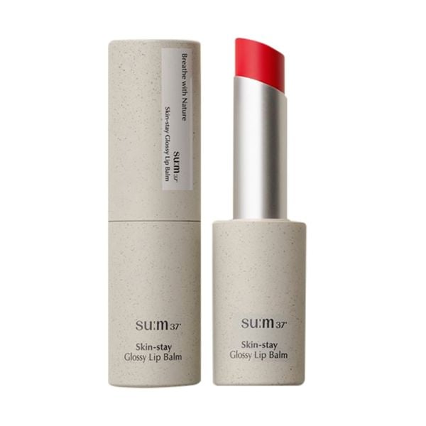 Full Size Son Dưỡng Su:m37 Skin Stay Glossy Lip Balm Màu Coral 5.5g