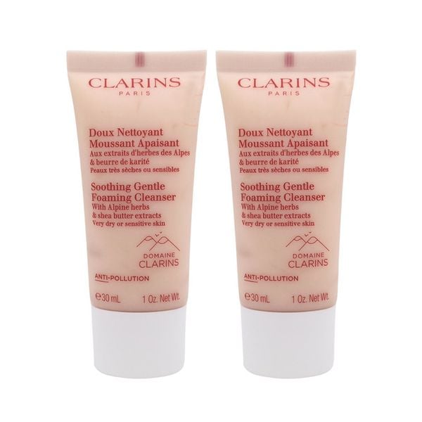 Combo 2 Sữa Rửa Mặt  Dành Cho Da Khô, Da Nhạy Cảm Clarins Soothing Gentle Foaming Cleanser Trial 30mlx2