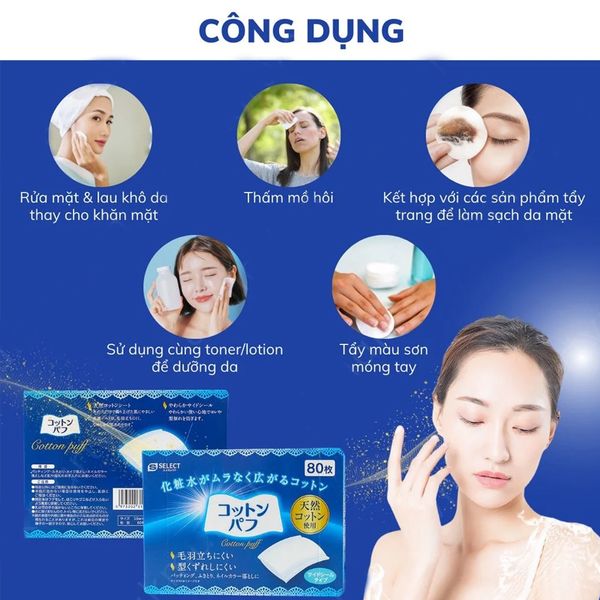 Bông Tẩy Trang S Select Cotton Puff 80 Miếng