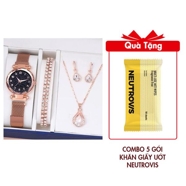 Đồng Hồ Nữ Daisy Mẫu DAJ415 Tặng Combo 5 Gói Khăn Giấy Ướt Neutrovis