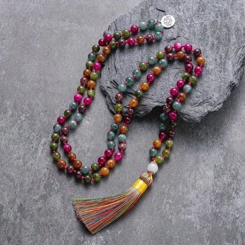 Vòng Cổ Mala Hạt Aquamarine Màu 8mm Mẫu DAJN331