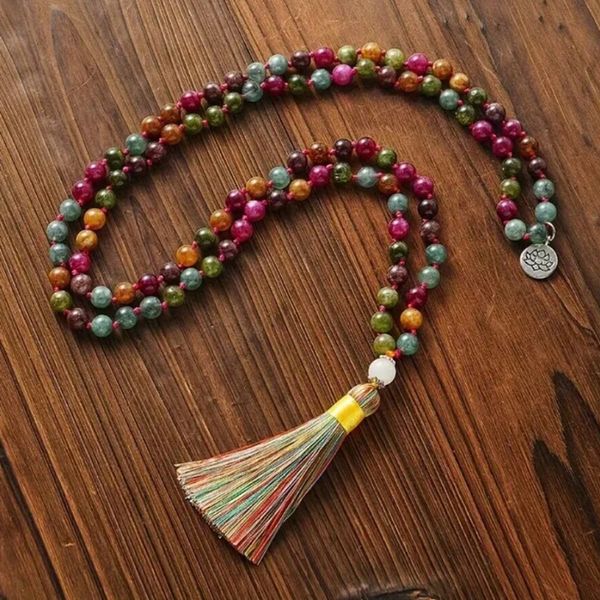 Vòng Cổ Mala Hạt Aquamarine Màu 8mm Mẫu DAJN331