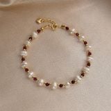 Vòng Tay Mạ Vàng 24K Kết Hợp Ngọc Trai Tự Nhiên Và Đá Amazonit