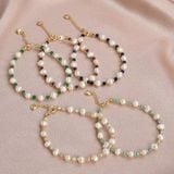 Vòng Tay Mạ Vàng 24K Kết Hợp Ngọc Trai Tự Nhiên Và Đá Amazonit