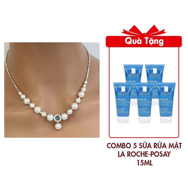 Dây Chuyền Bạc Nguyên Chất Đính Cườm Daisy Mẫu DAJN366 Tặng Combo 5 Sữa Rửa Mặt La Roche-Posay Effeclar Purifying Foaming Gel 15mlx5