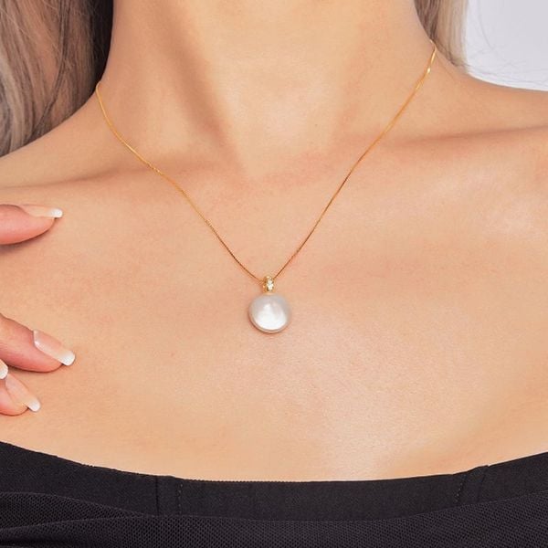 Dây Chuyền Bạc Mạ Vàng, Đính Đá Cubic Zicronia Mẫu DAJN420