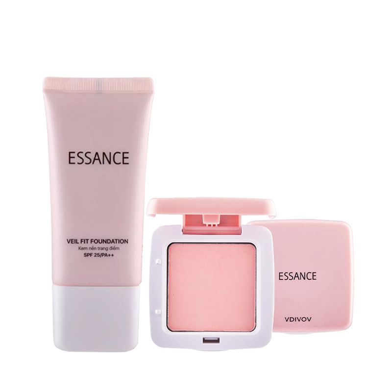 Combo Kem Nền Bền Màu Che Khuyết Điểm Toàn Diện Essance Veil Fit Foundation SPF25 Pa++ 30ml Màu 23 Và Phấn Phủ Ngọc Trai Essance Pearl Pact 9G