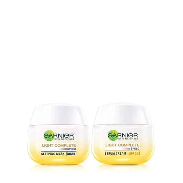 Combo Mặt Nạ Ngủ Dưỡng Trắng Da Tinh Chất Sữa Chua Garnier Light Complete Yoghurt Sleeping Mask 50ml Và Kem Dưỡng Da Ban Ngày Garnier Light Complete Speed Whitening Serum Cream SPF30 PA+++ 50ml