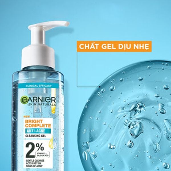 (HSD: 9/2026) Gel Rửa Mặt Garnier Bright Complete Anti-Acne Cleansing Gel 120ml