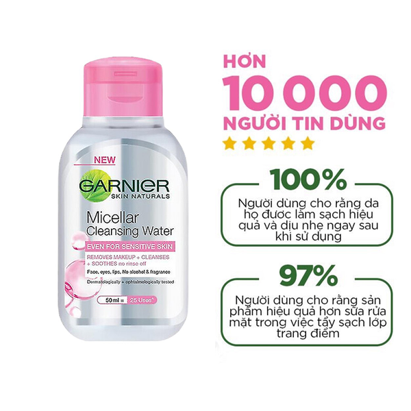 Nước Tẩy Trang Cho Da Nhạy Cảm Garnier Micellar Cleansing Water For Sensitive Skin 50ml