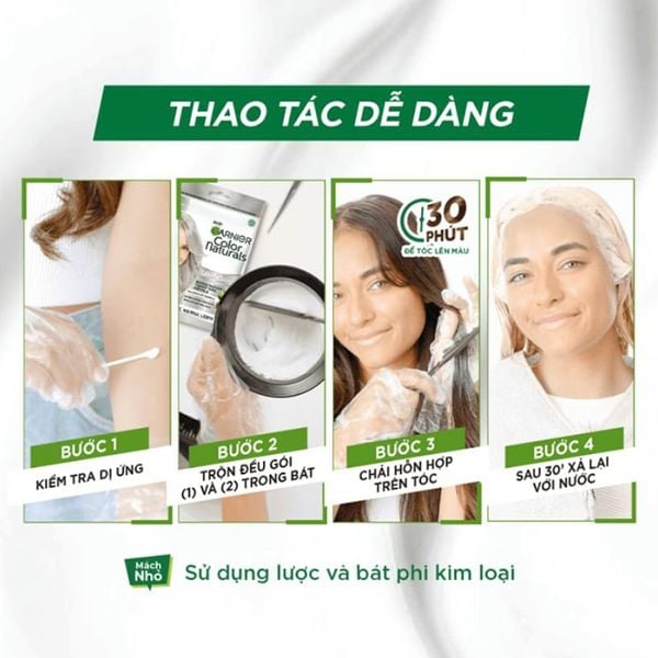 (HSD: 7/2027) Kem Nhuộm Tóc Garnier Color Naturals Crème Riche Màu 3 Darkest Brown Nâu Tự Nhiên 100gr