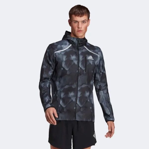 Áo Khoác Chạy Bộ Nam Adidas APP MARATHON JKT BLACK/PRINT HE4562