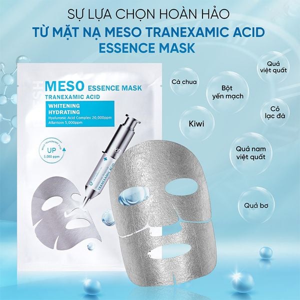 Hộp Mặt Nạ Bạc Làm Trắng Dưỡng Ẩm Laon Fresh Meso Essence Mask Tranexamic Acid Whitening Hydrating 30ml (10 Miếng )