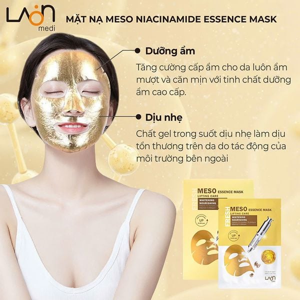 Hộp Mặt Nạ Vàng Làm Trắng Da Chống Lão Hoá Laon Fresh Meso Essence Mask Lifting Care Whitening Nourishing 30ml (10 miếng )