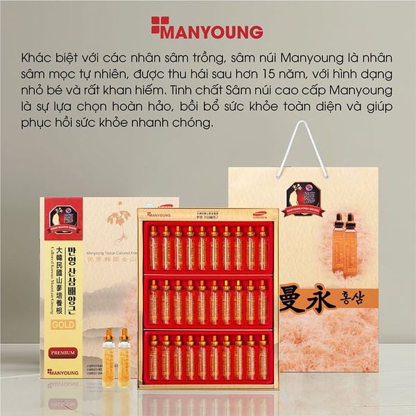 (HSD: 3/2027) Tinh Chất Nước Hồng Sâm Núi Manyoung Hộp 30 Ống x 20ml