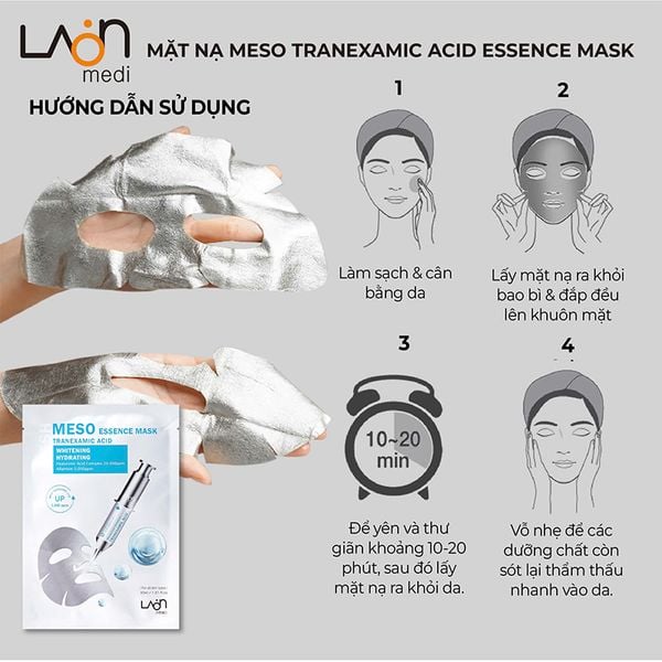 Hộp Mặt Nạ Bạc Làm Trắng Dưỡng Ẩm Laon Fresh Meso Essence Mask Tranexamic Acid Whitening Hydrating 30ml (10 Miếng )