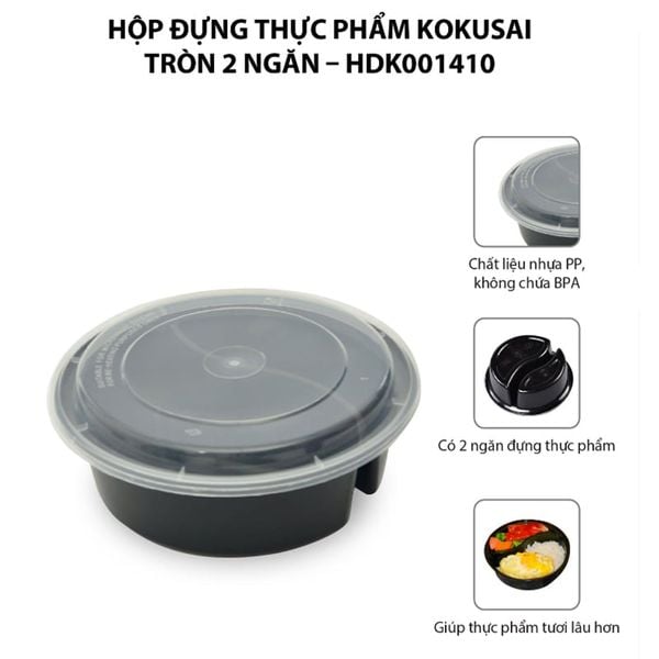 Hộp Đựng Thực Phẩm Kokusai Tròn 2 Ngăn