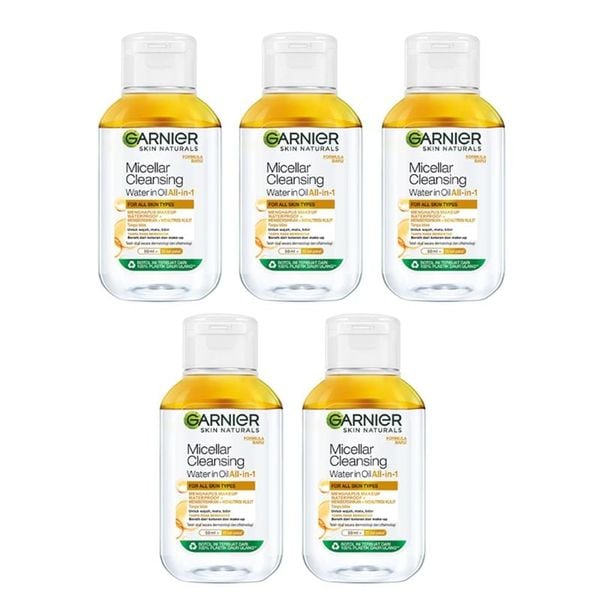Combo 5 Nước Tẩy Trang Garnier Micellar Oil-Infused Cleansing Water Dành Cho Da Khô, Nhạy Cảm 50mlx5