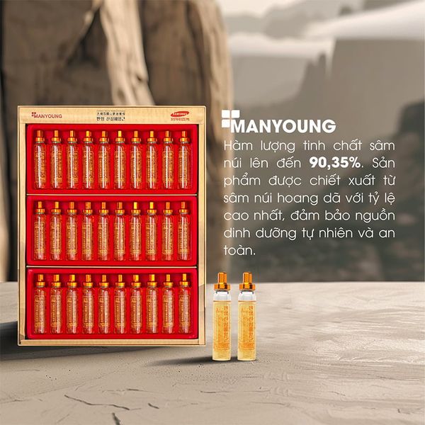 (HSD: 3/2027) Tinh Chất Nước Hồng Sâm Núi Manyoung Hộp 30 Ống x 20ml