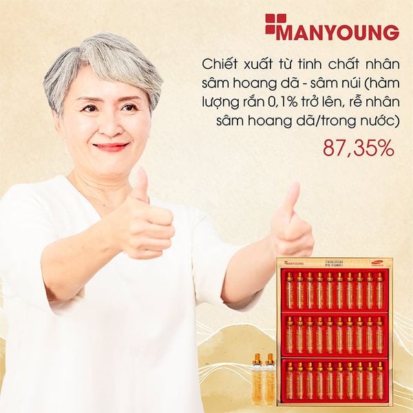 (HSD: 3/2027) Tinh Chất Nước Hồng Sâm Núi Manyoung Hộp 30 Ống x 20ml