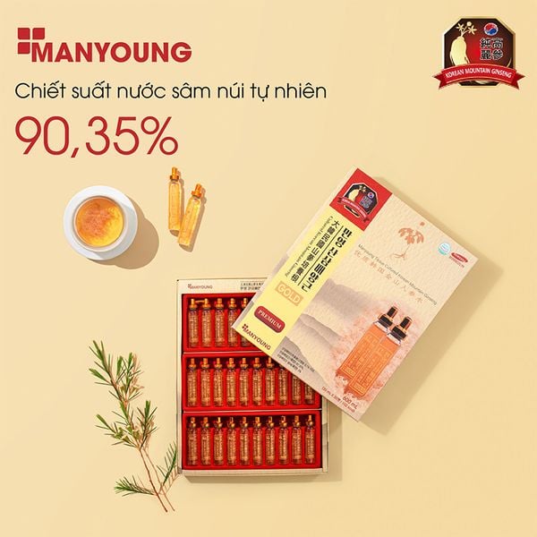 (HSD: 3/2027) Tinh Chất Nước Hồng Sâm Núi Manyoung Hộp 30 Ống x 20ml