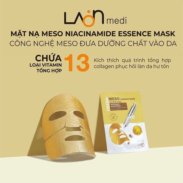 Hộp Mặt Nạ Vàng Làm Trắng Da Chống Lão Hoá Laon Fresh Meso Essence Mask Lifting Care Whitening Nourishing 30ml (10 miếng )