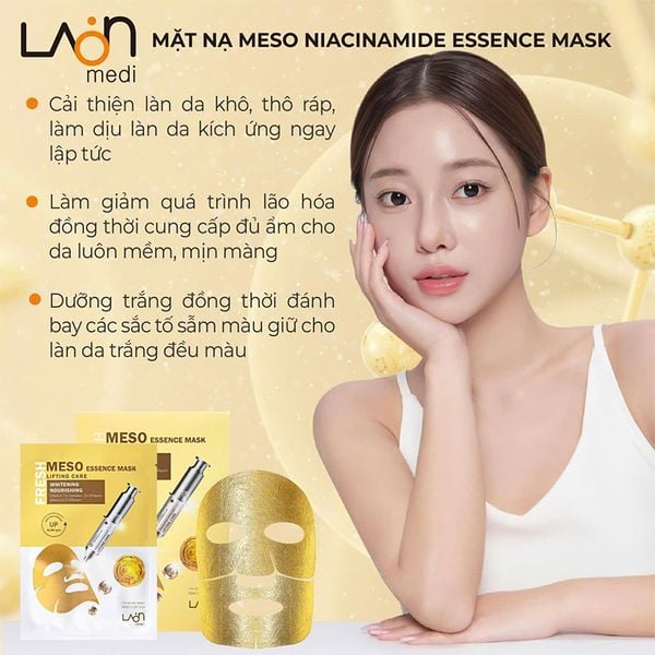 Hộp Mặt Nạ Vàng Làm Trắng Da Chống Lão Hoá Laon Fresh Meso Essence Mask Lifting Care Whitening Nourishing 30ml (10 miếng )