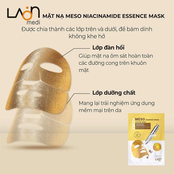 Hộp Mặt Nạ Vàng Làm Trắng Da Chống Lão Hoá Laon Fresh Meso Essence Mask Lifting Care Whitening Nourishing 30ml (10 miếng )