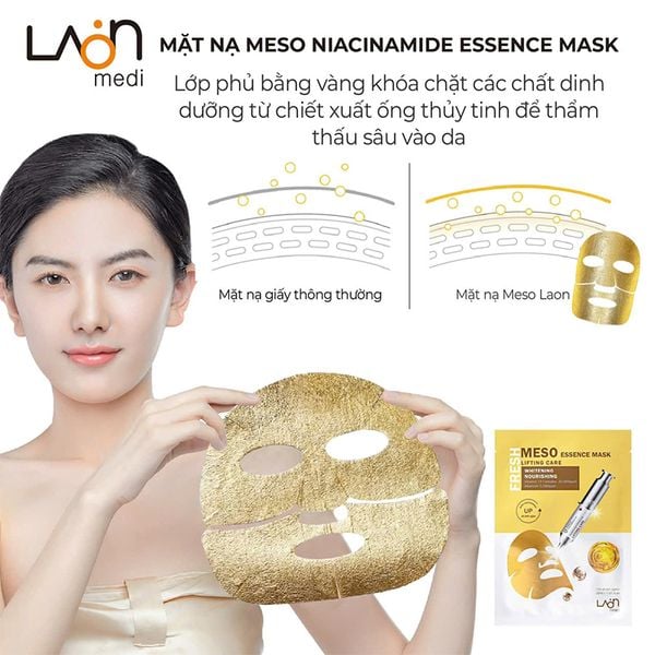 Hộp Mặt Nạ Vàng Làm Trắng Da Chống Lão Hoá Laon Fresh Meso Essence Mask Lifting Care Whitening Nourishing 30ml (10 miếng )