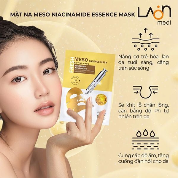 Hộp Mặt Nạ Vàng Làm Trắng Da Chống Lão Hoá Laon Fresh Meso Essence Mask Lifting Care Whitening Nourishing 30ml (10 miếng )