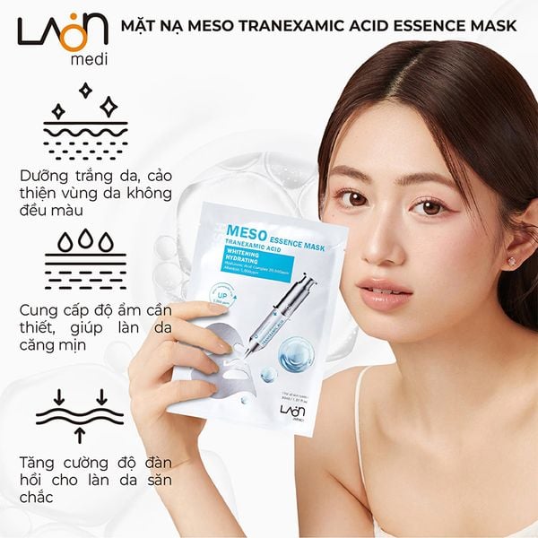 Hộp Mặt Nạ Bạc Làm Trắng Dưỡng Ẩm Laon Fresh Meso Essence Mask Tranexamic Acid Whitening Hydrating 30ml (10 Miếng )