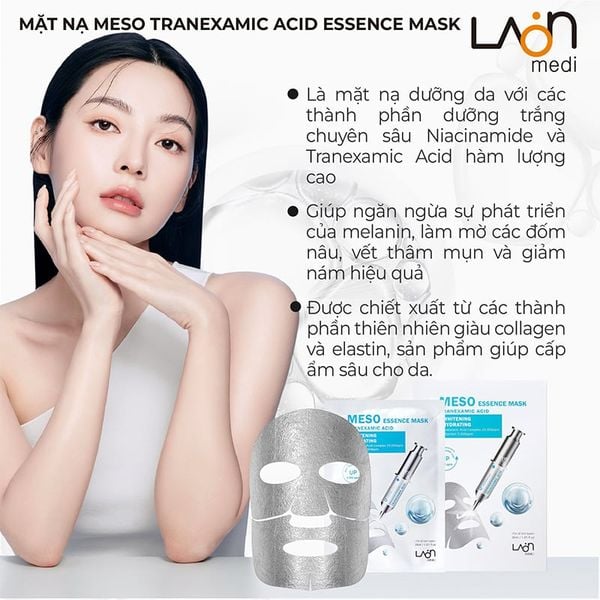 Hộp Mặt Nạ Bạc Làm Trắng Dưỡng Ẩm Laon Fresh Meso Essence Mask Tranexamic Acid Whitening Hydrating 30ml (10 Miếng )